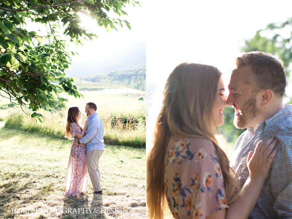 spring engagement scenic photo sweet embrace lilac floral dress outfit ideas Southern Charm horn photography and design