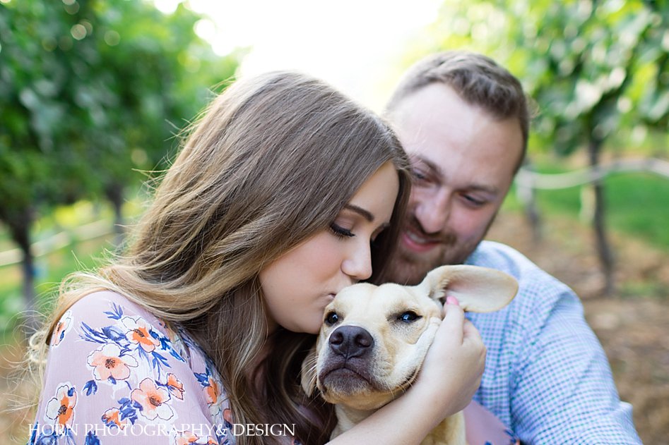 sweet puppy kisses engagement photo pose ideas Yonah Mountain Vineyards horn photography and design