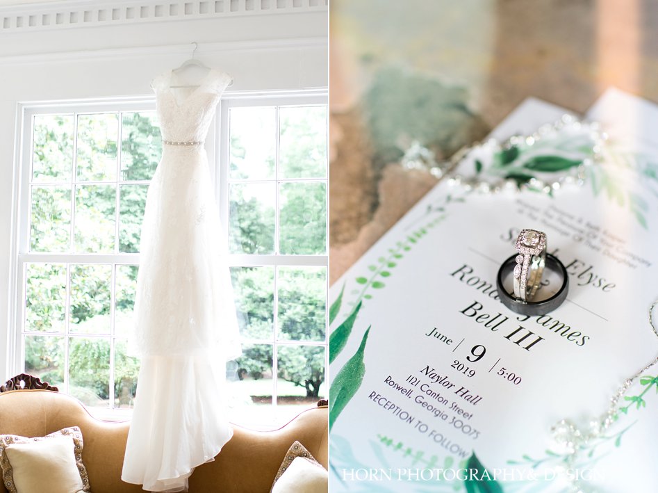 wedding dress in window wedding band set and jewelry on invitation photo ideas horn photography and design