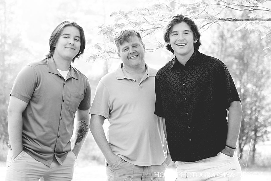 black and white dad and sons picture pose ideas family photos Atlanta Georgia horn photography and design