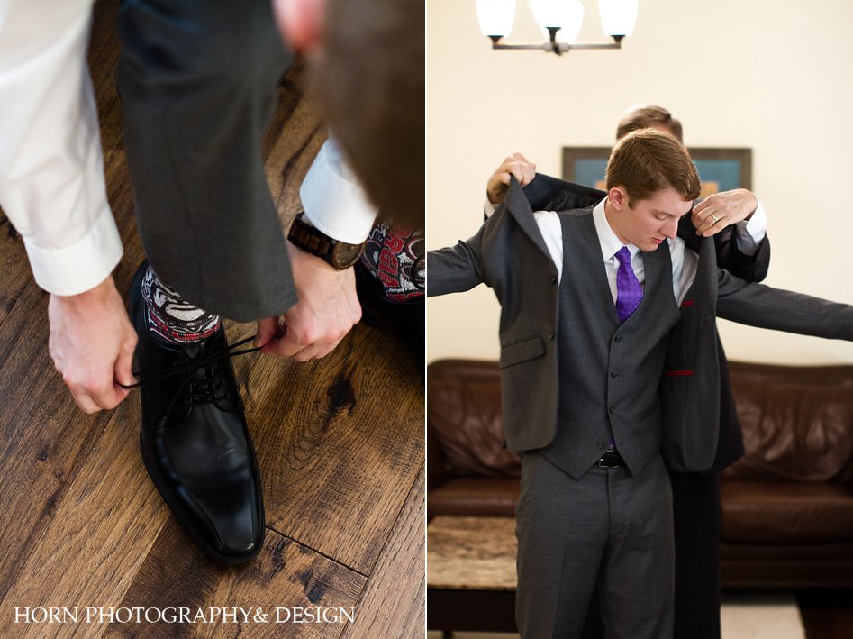 UGA bulldog socks groom getting ready wedding day photo Atlanta GA horn photography and design