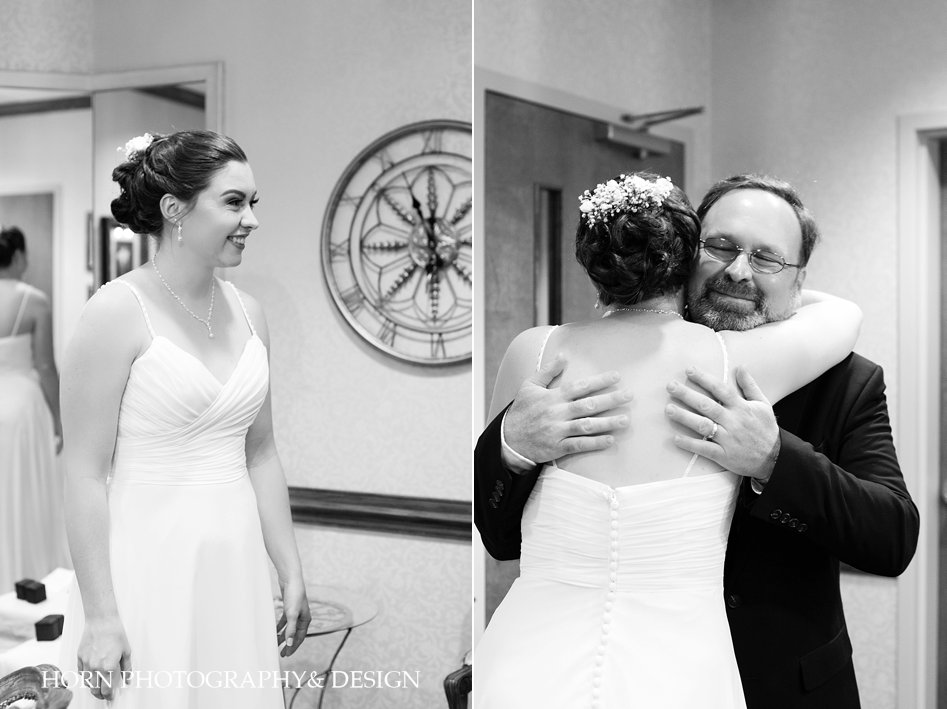 black and white button down wedding dress father of the bride first look Atlanta Georgia horn photography and design
