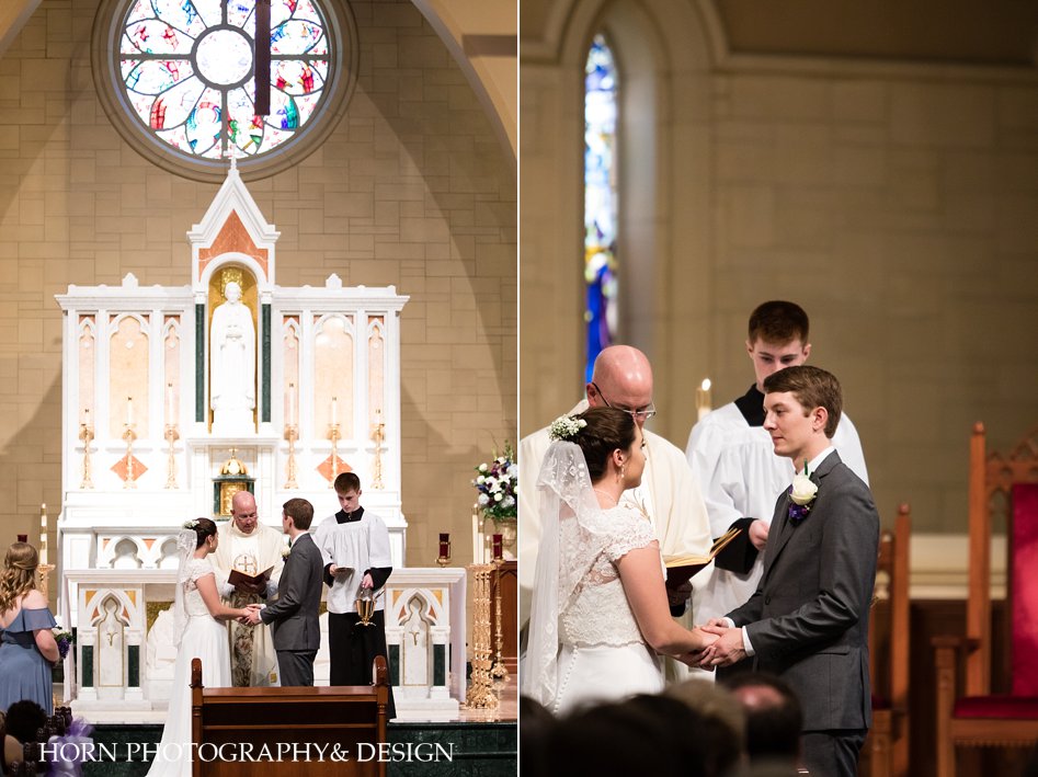 Photograph ideas for traditional Catholic Wedding Mass bride and groom horn photography and design
