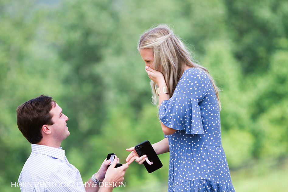 surprise outdoor engagement proposal scenic rolling mountain landscape the cottage vineyard North Georgia horn photography and design