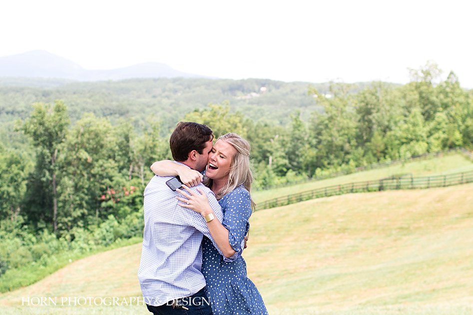 surprise engagement candid shot she said yes husband and wife photography team North Georgia Mountains horn photography and design