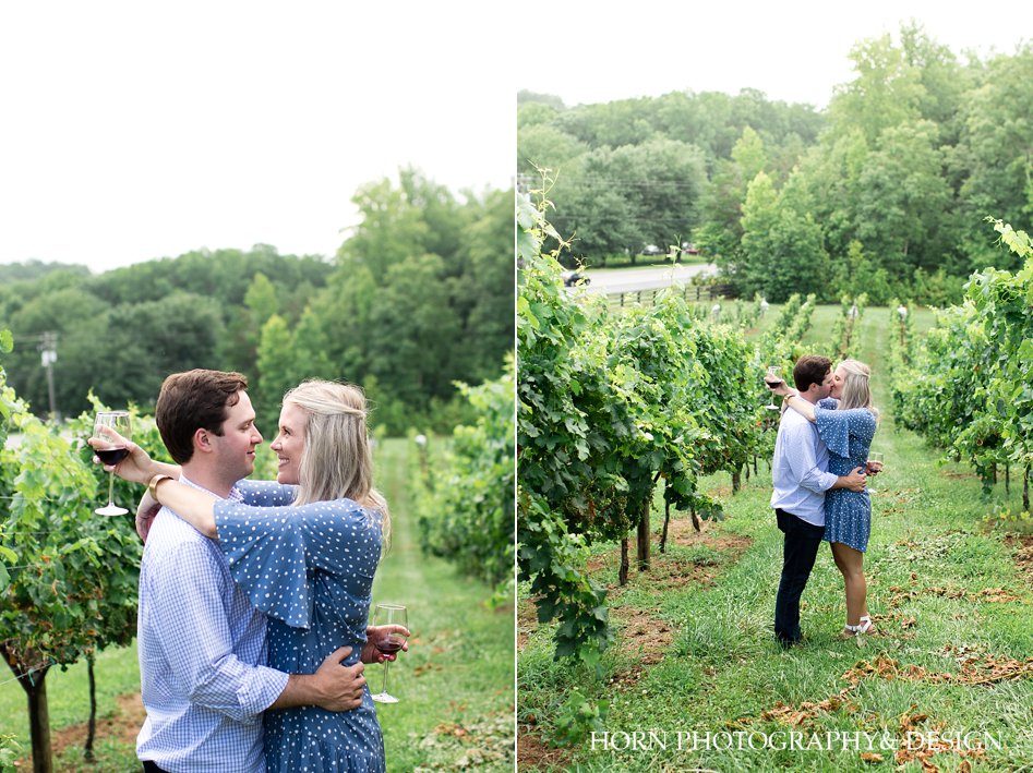 future mr and mrs just engaged in vineyard embracing and kissing Cleveland Georgia horn photography and design