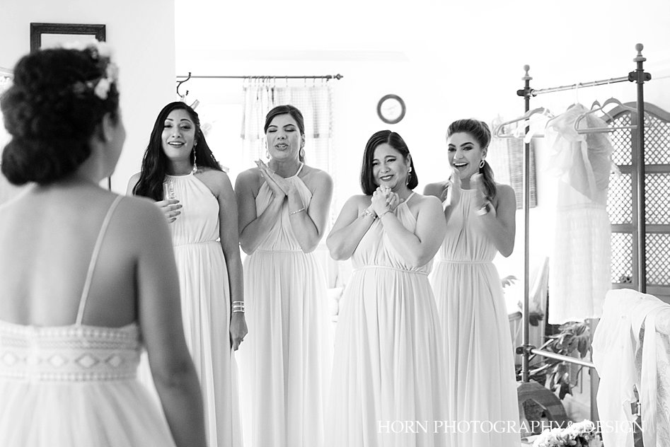 first look with bridesmaids