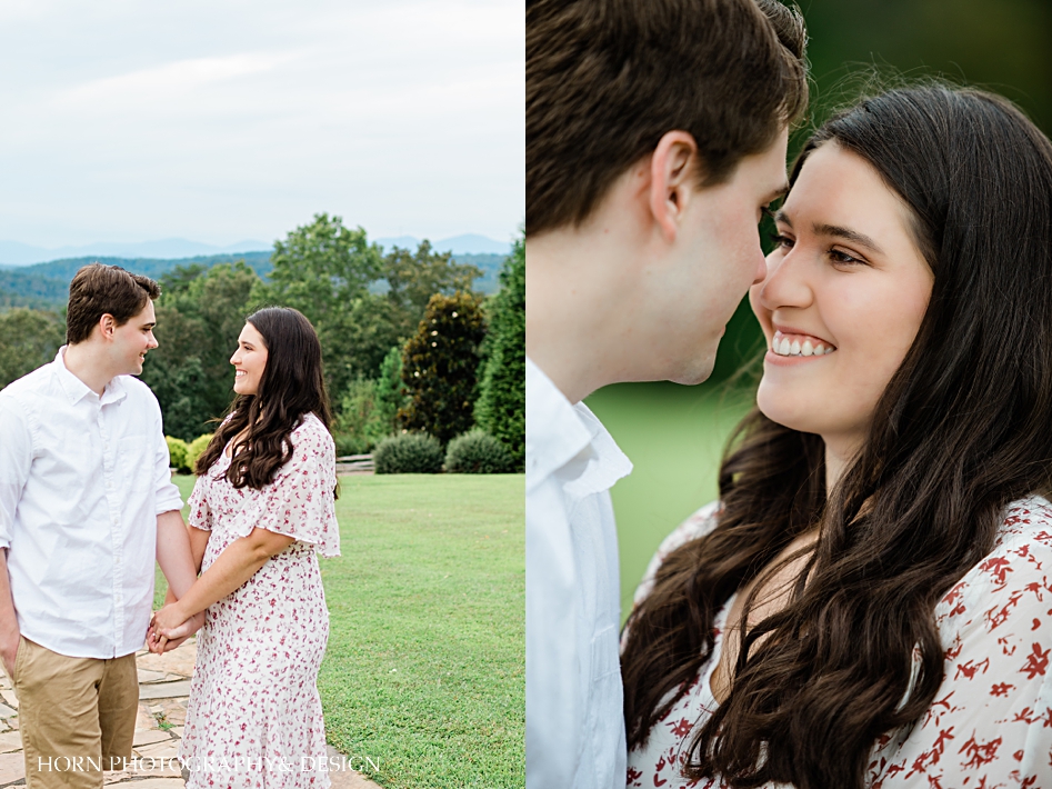 engaged couple poses at blue mountain events dahlonega 