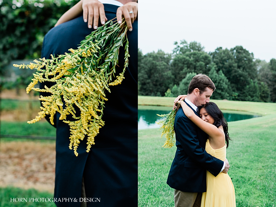couple embraces during engagement session at montaluce