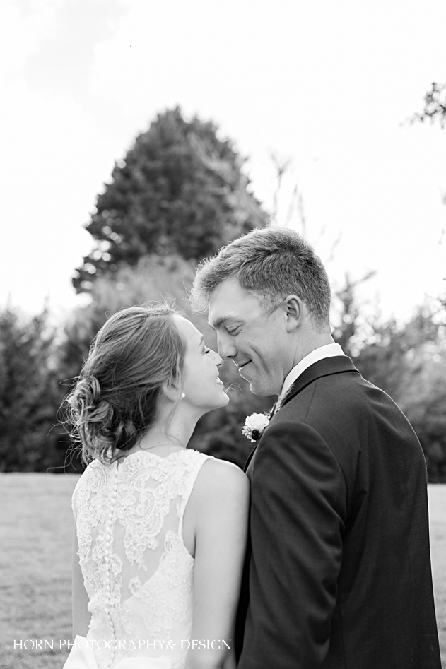 black and white of bride and groom