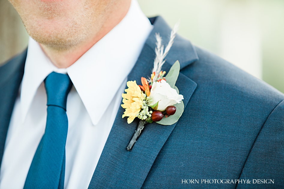 blue suit groom boutonnière Horn photography and design St. Anna Church wedding