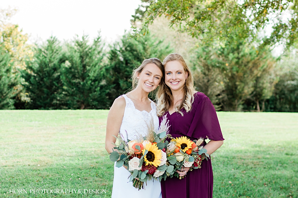 bride and bridesmaids wine colored dress