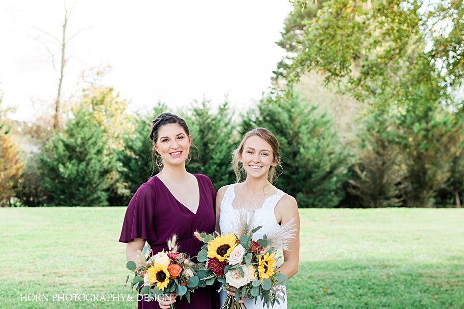 bride and bridesmaids wine colored dress