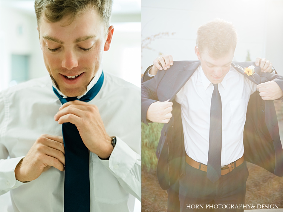 groom getting ready Horn photography and design St. Anna Church wedding