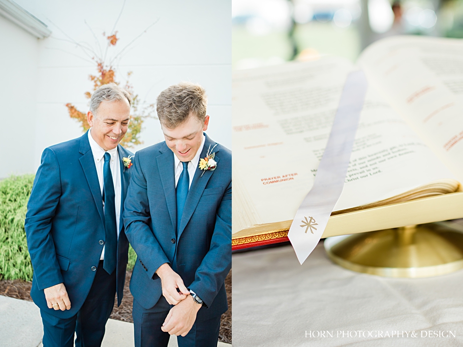 groom getting ready with father husband wife catholic wedding photographers 