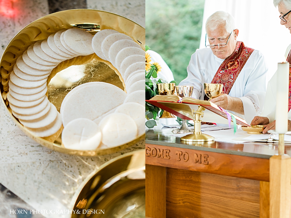 holy communion outdoor catholic wedding Horn photography and design St. Anna Church wedding