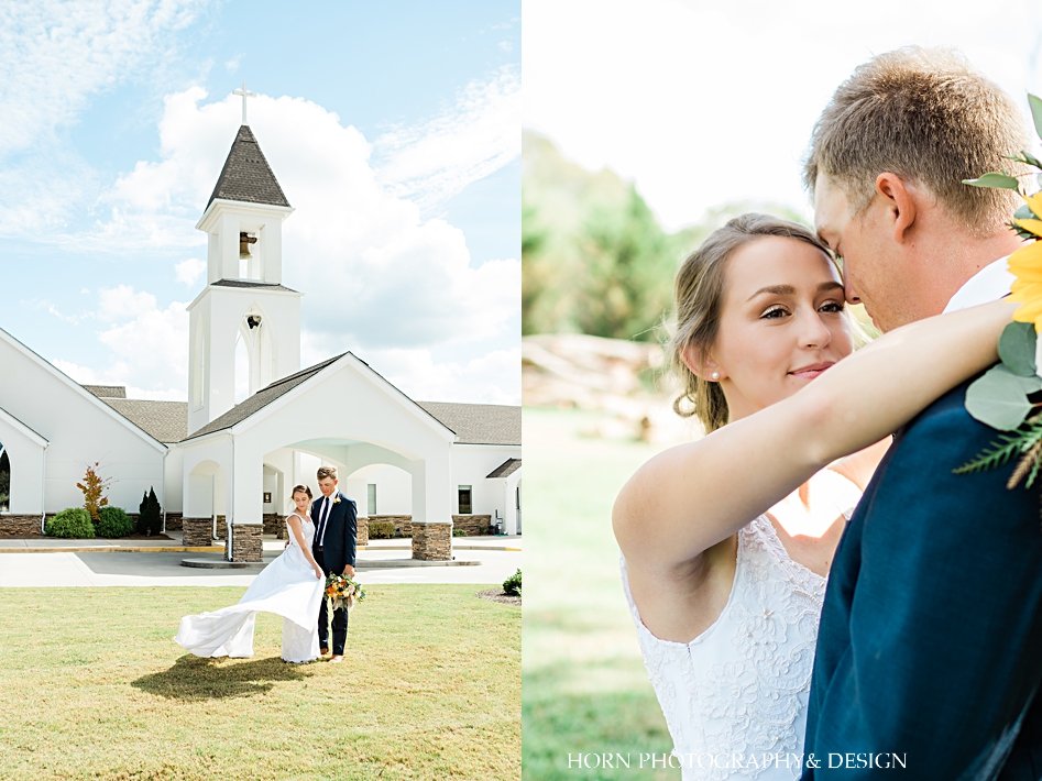 st Anna Catholic Church Monroe ga wedding  couple in front of church