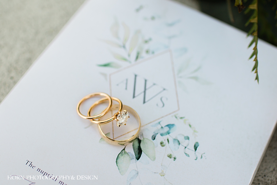 wedding bands engagement ring gold Horn photography and design St. Anna Church wedding