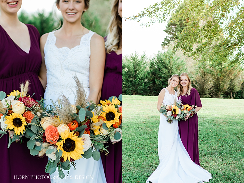 Wine colored bridesmaids dresses Horn photography and design St. Anna Church wedding