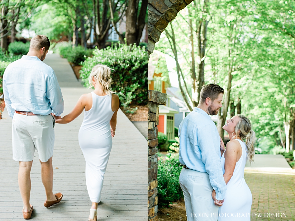 Lake Lanier Engagement session Horn Photography and Design couple walking on board walk