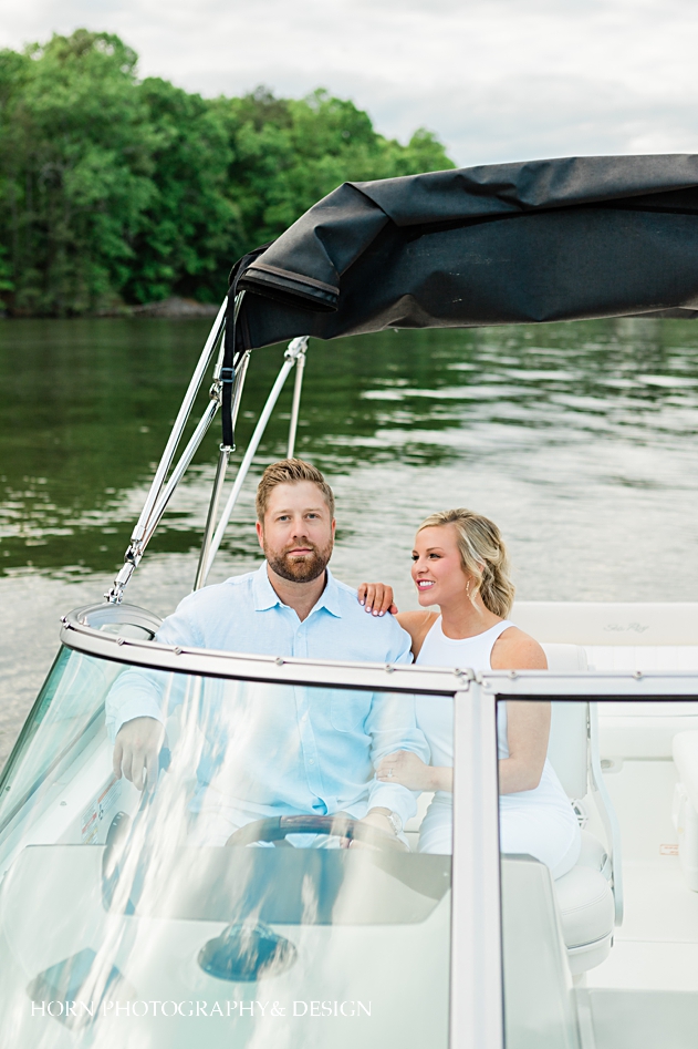 nautical engagement session couple on boat