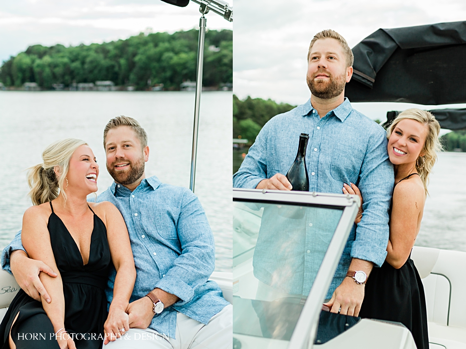 engagement shoot on boat in lake Lanier chestatee